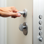 someone opening a security door